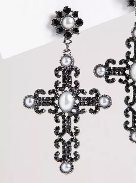 Rhinestone Cross Earrings