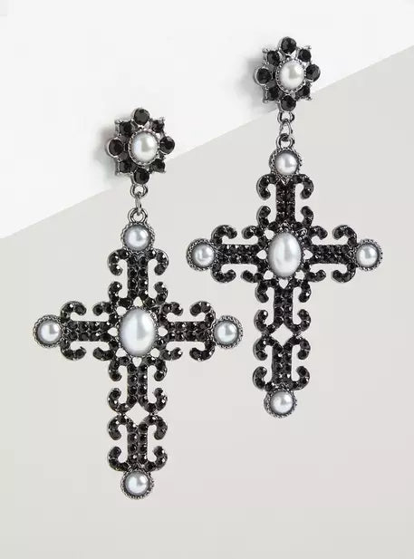 Rhinestone Cross Earrings