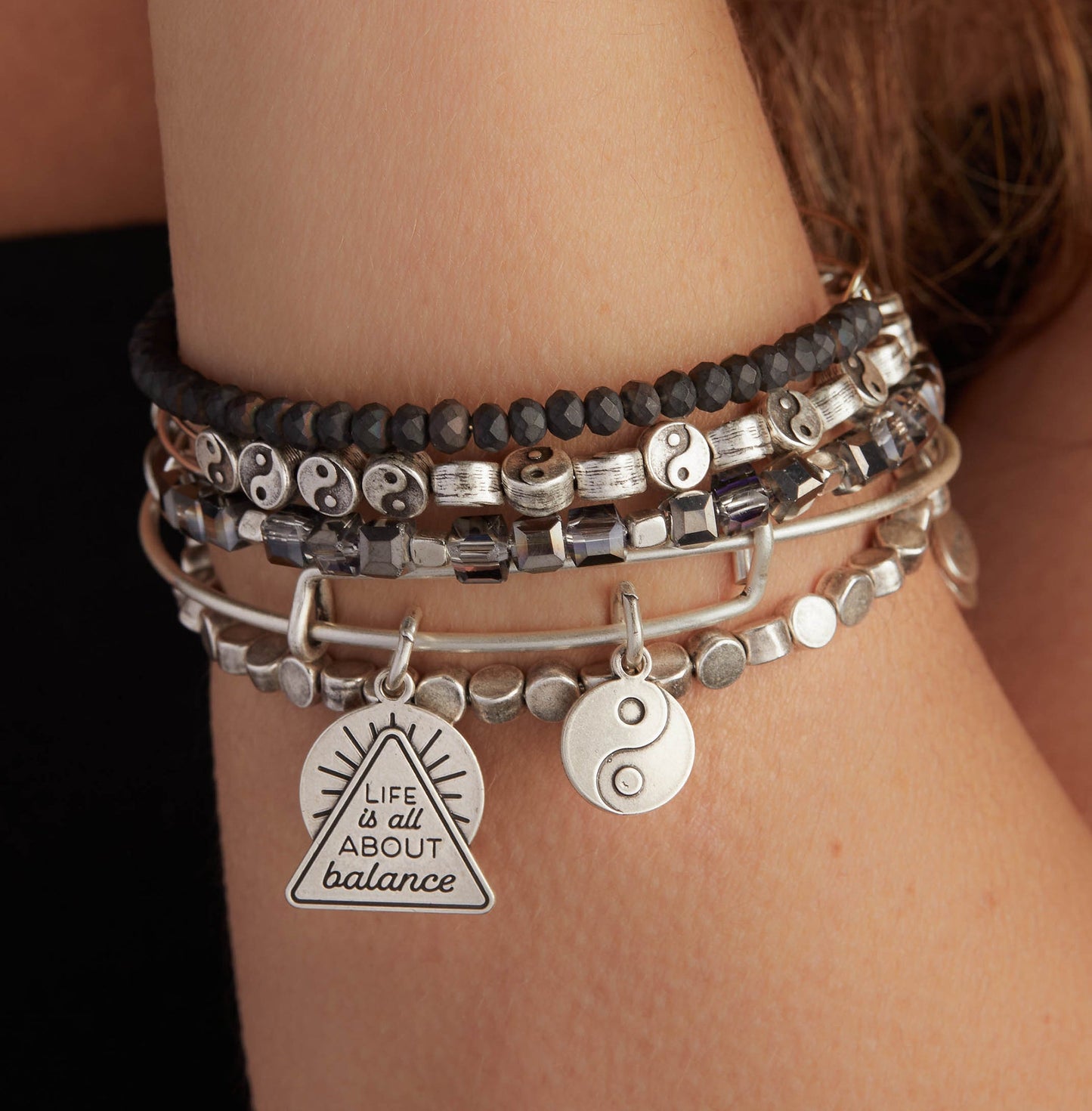 Life Is All About Balance' Yin Yang Duo Charm Bangle